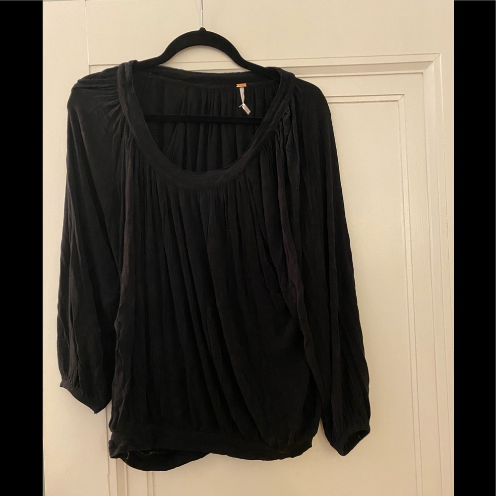 Free people long sleeve black blouse